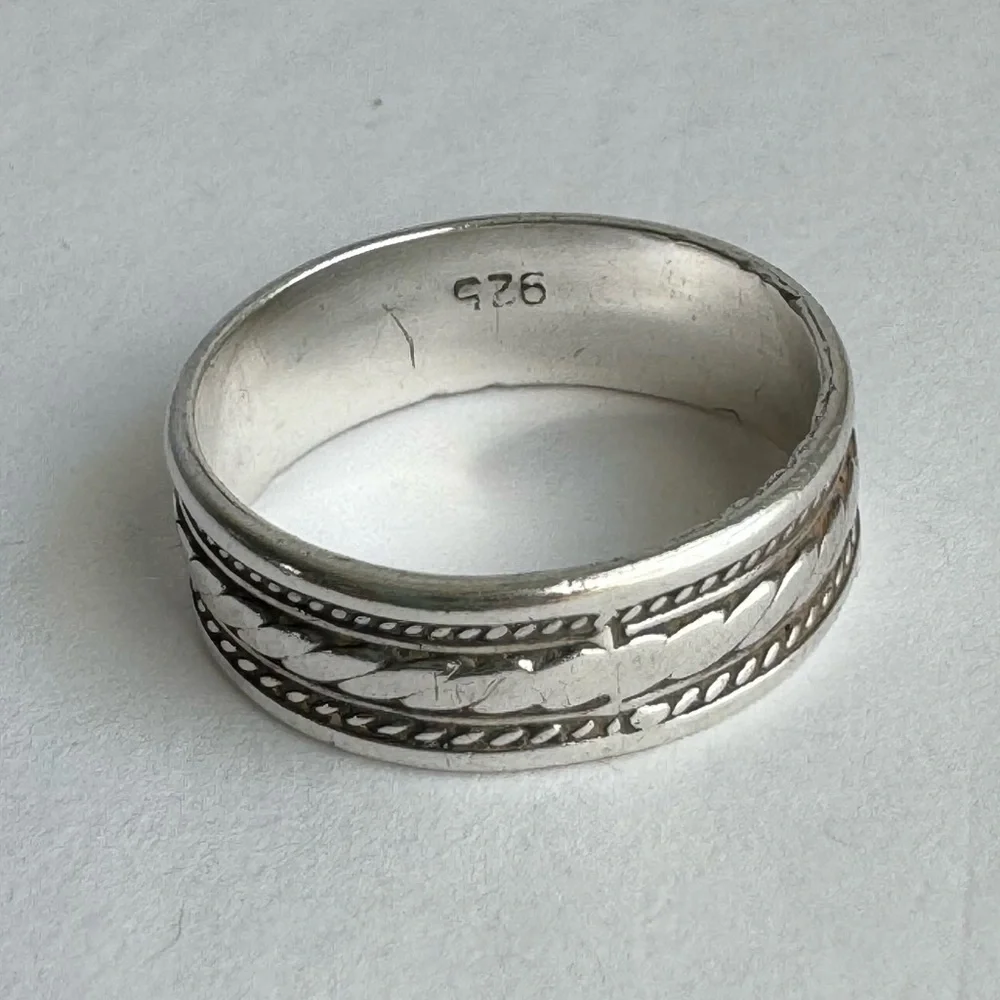 Vintage Sterling Silver Band Ring Textured Rope Simple‎ Unisex 925 Size 6.25
